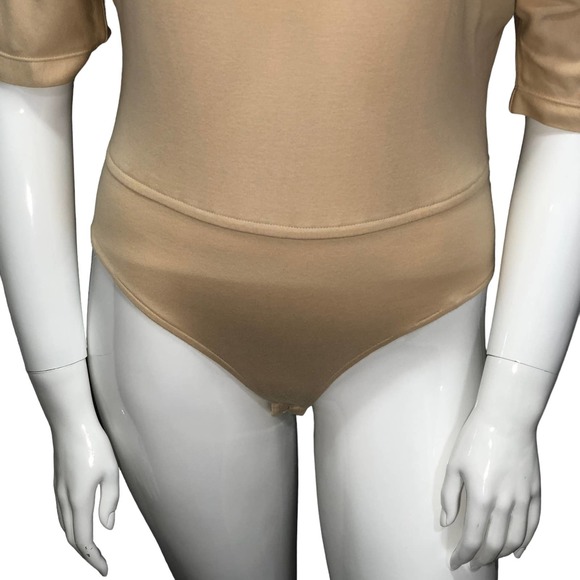 Donna Karan Womens Size M Beige Bodysuit Boxy Vintage Basic - Picture 3 of 12